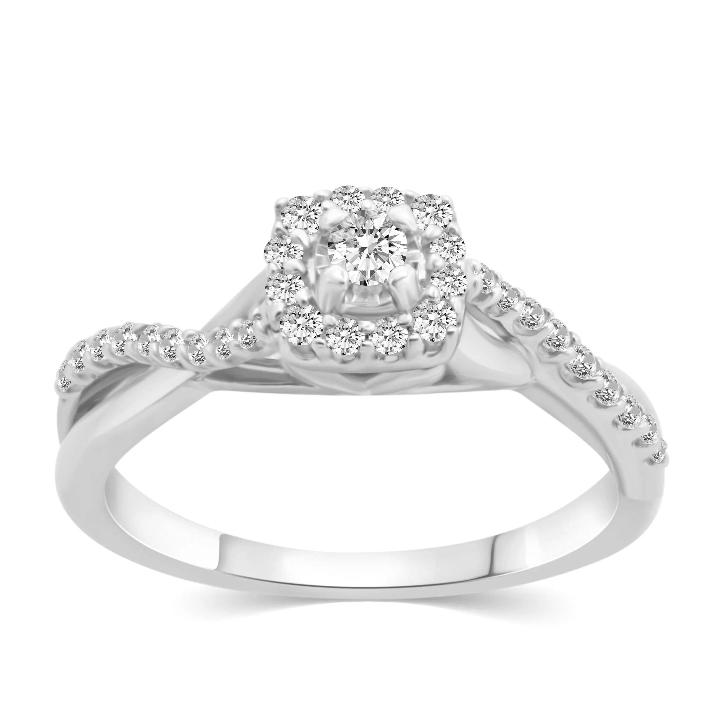 3/8 Cttw  (I2 Clarity) Diamond Infinity Cushion Engagement Wedding Bridal Ring & Band in 10K Gold