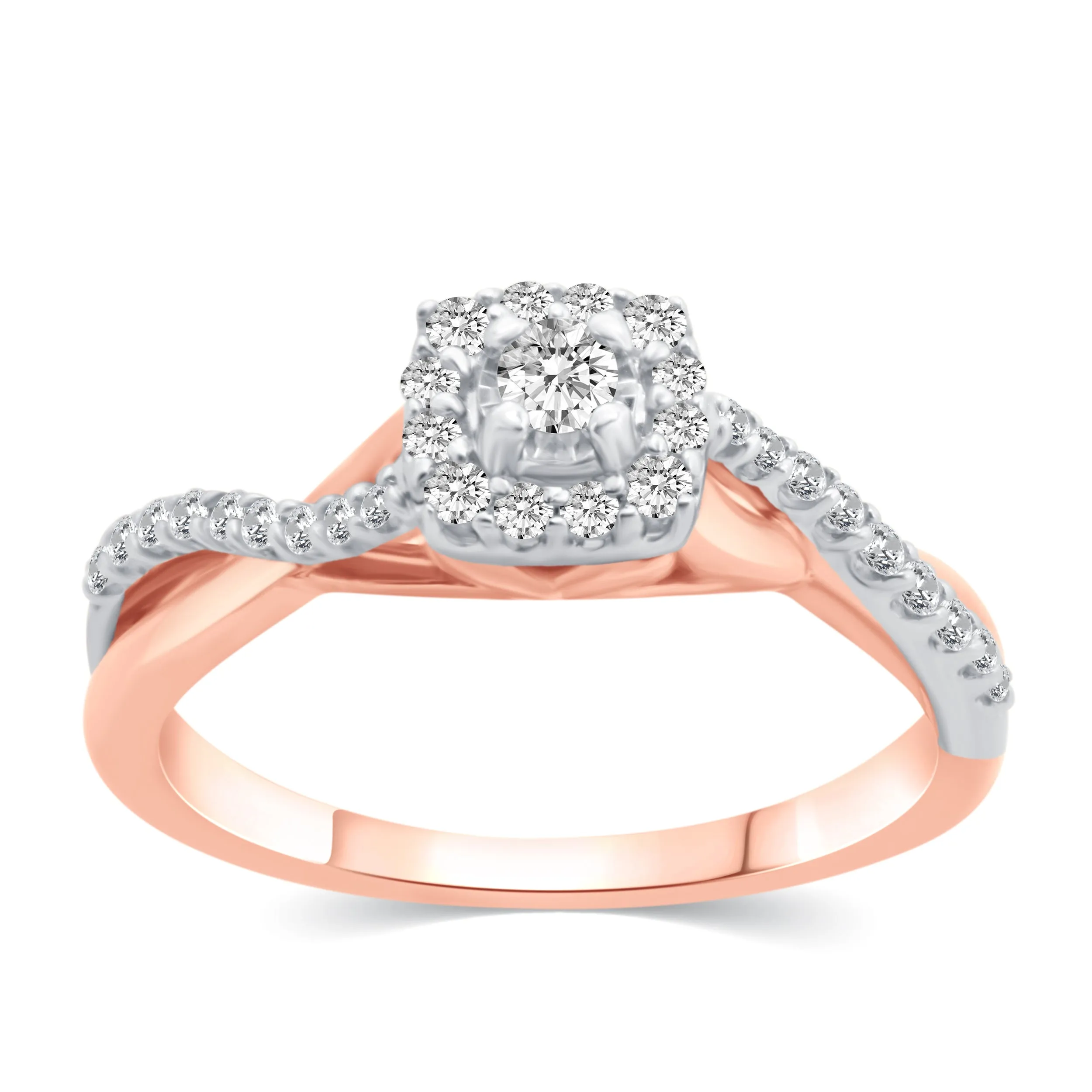 3/8 Cttw  (I2 Clarity) Diamond Infinity Cushion Engagement Wedding Bridal Ring & Band in 10K Gold