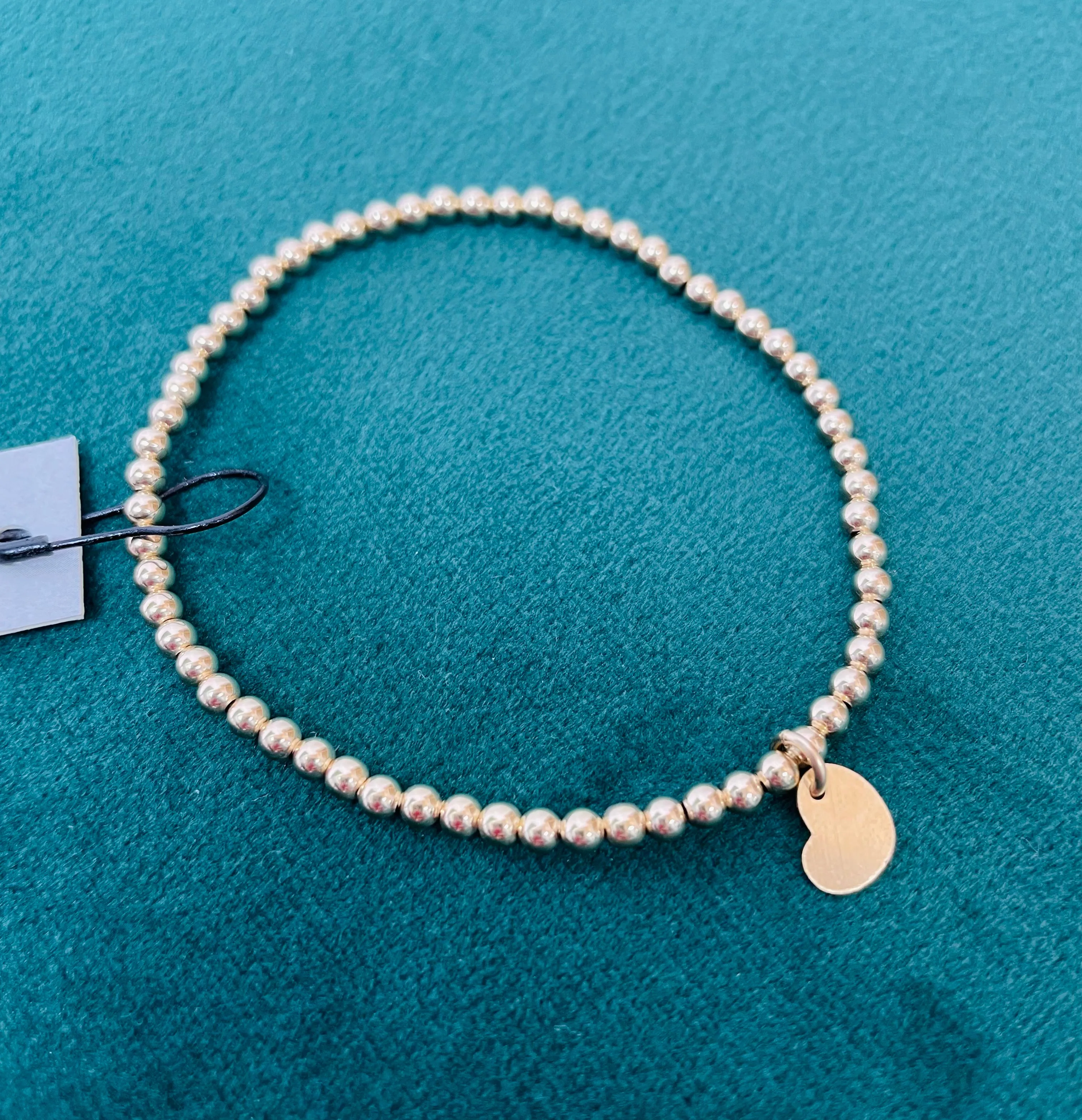 3mm Gold Filled Karma Waterproof Bracelet with Luxe Heart