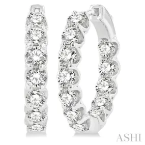 5 Ctw Inside-Out Round Cut Diamond Hoop Earrings in 14K White Gold