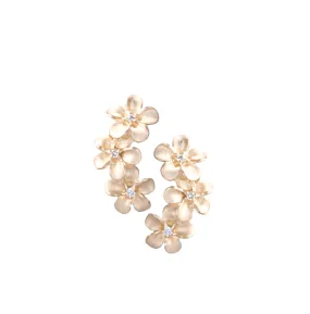 8mm 14k Plumeria Earring with 6 diamonds