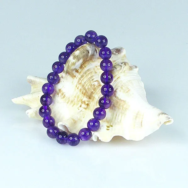 8mm Natural Amethyst Stretch Bracelet