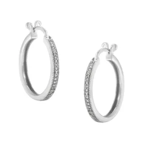 .925 Sterling Silver Miracle-Set Diamond Pave Style Hoop Earrings (I-J Color, I3 Clarity)