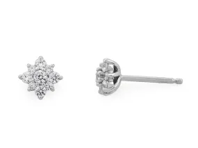 9ct White Gold 0.53ct Diamond Cluster Stud Earrings