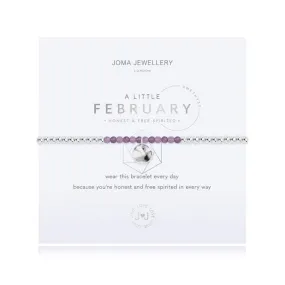 A Little Birthstone February Amethyst Silver 17.5cm Stretch Bracelet 3461