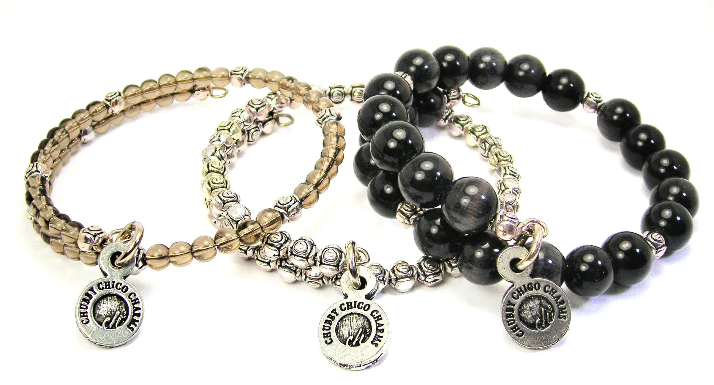 A Little Mud Never Hurt A Girl 3 Piece Wrap Bracelet Set Cats Eye Glass And Pewter