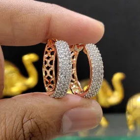 Aamrapali  Rose  Gold Plated American Diamond Bali Earrings