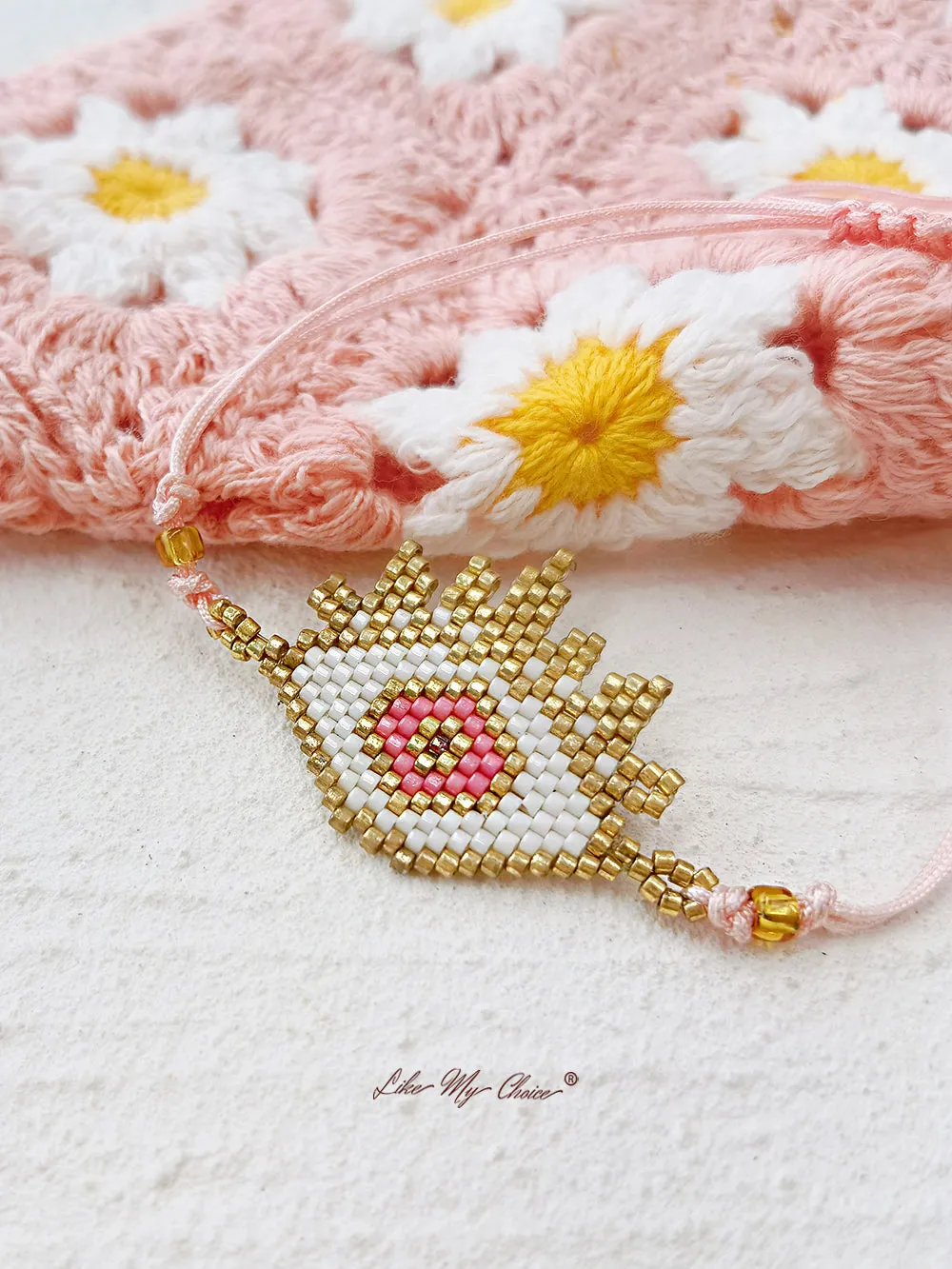 Adjustable Drawstring Beaded Bracelet Eye of God