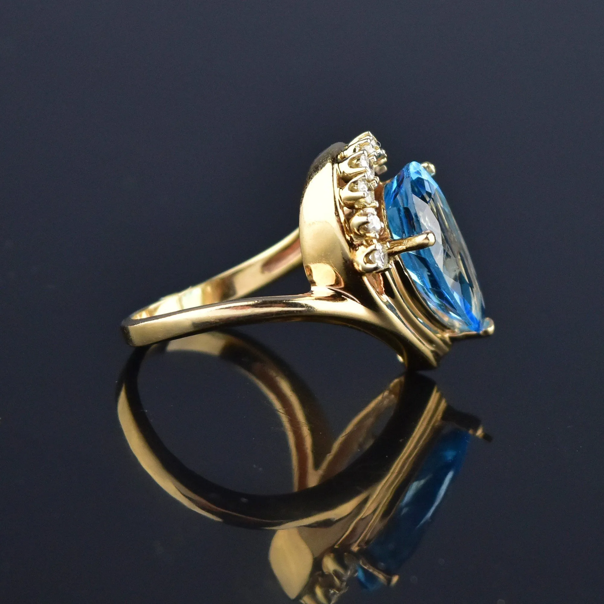 Alwand Vahan Blue Topaz Diamond 14K Gold Ring