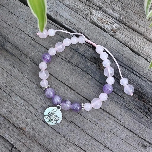 Amethyst & Rose Quartz Mala Bracelet/Necklace/Set