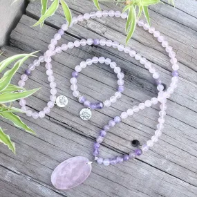 Amethyst & Rose Quartz Mala Bracelet/Necklace/Set