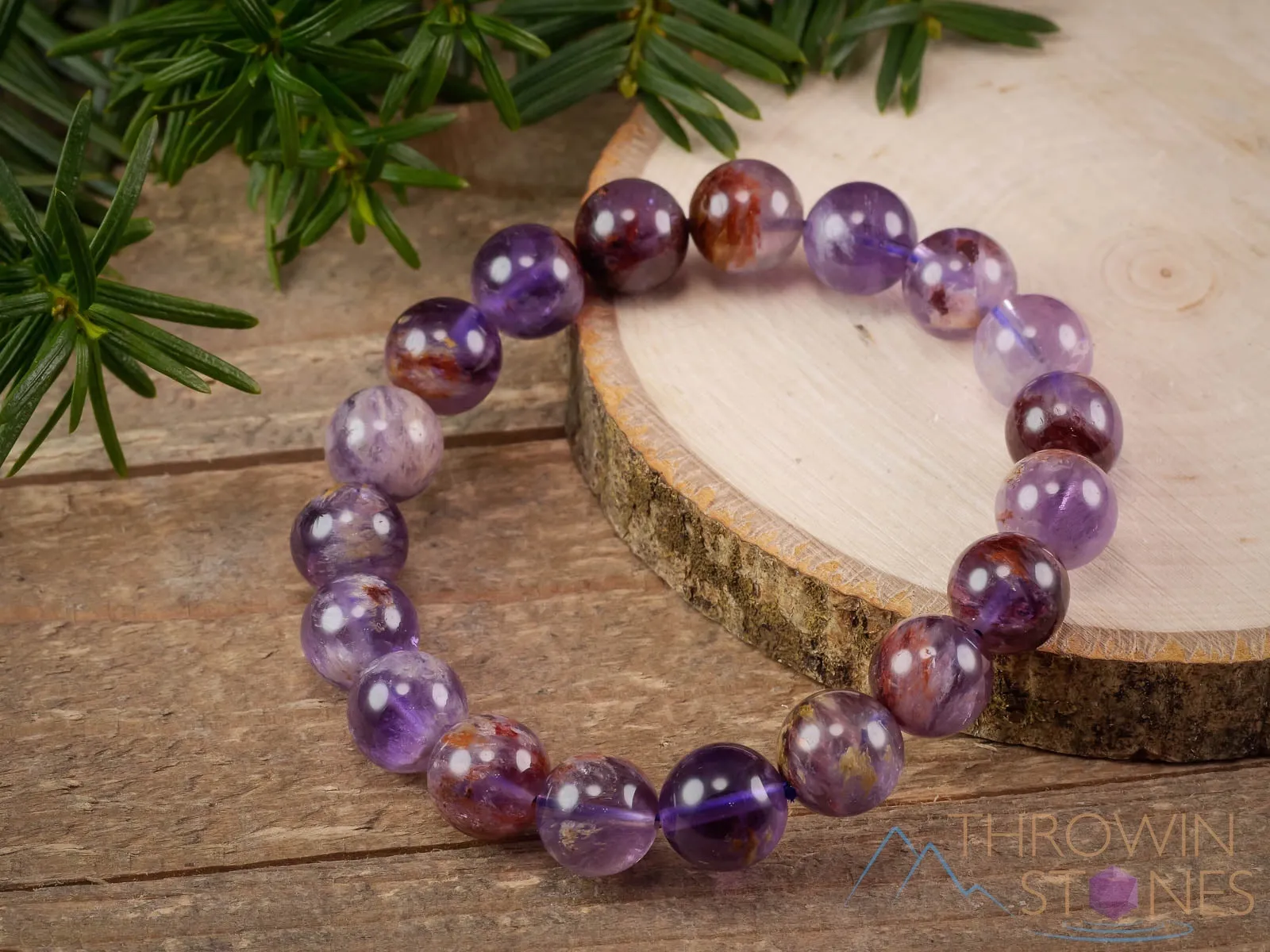 AMETHYST Crystal Bracelet - Round Beads - Beaded Bracelet, Birthstone Bracelet, Handmade Jewelry, Healing Crystal Bracelet, E1559