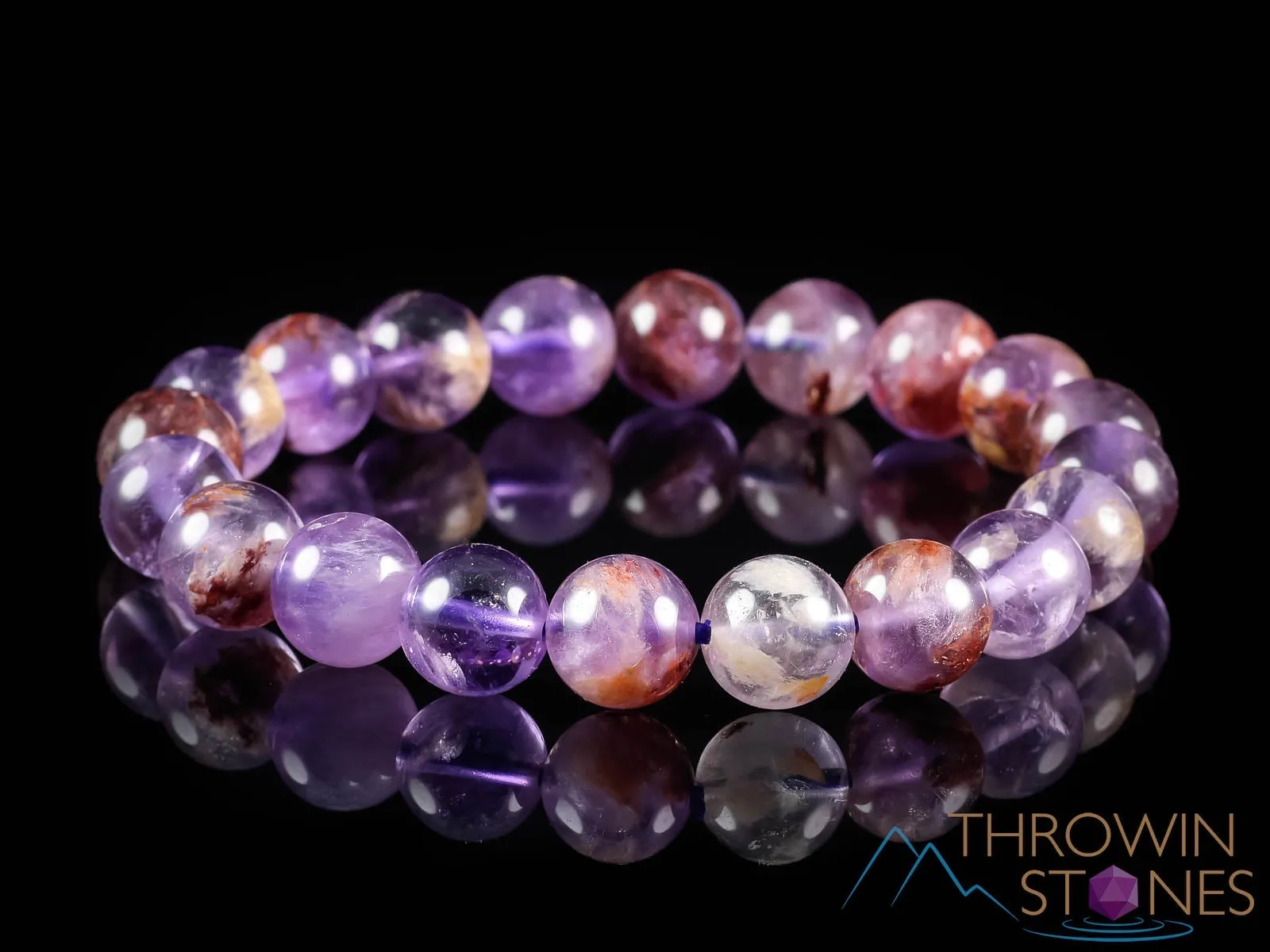 AMETHYST Crystal Bracelet - Round Beads - Beaded Bracelet, Birthstone Bracelet, Handmade Jewelry, Healing Crystal Bracelet, E1559