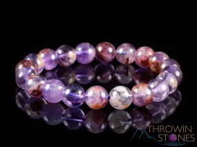 AMETHYST Crystal Bracelet - Round Beads - Beaded Bracelet, Birthstone Bracelet, Handmade Jewelry, Healing Crystal Bracelet, E1559