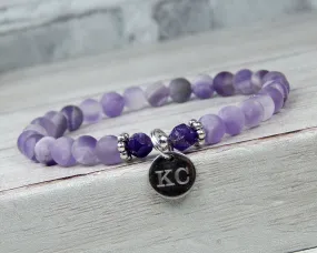 Amethyst Engraved Bracelet for Women - February Birthday Bracelet - Purple Jewelry