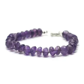 Amethyst Knotted Bracelet with Sterling Silver Lobster Claw Clasp