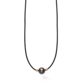 Anthem 18K Gold Single Tahitian Black Pearl Necklace