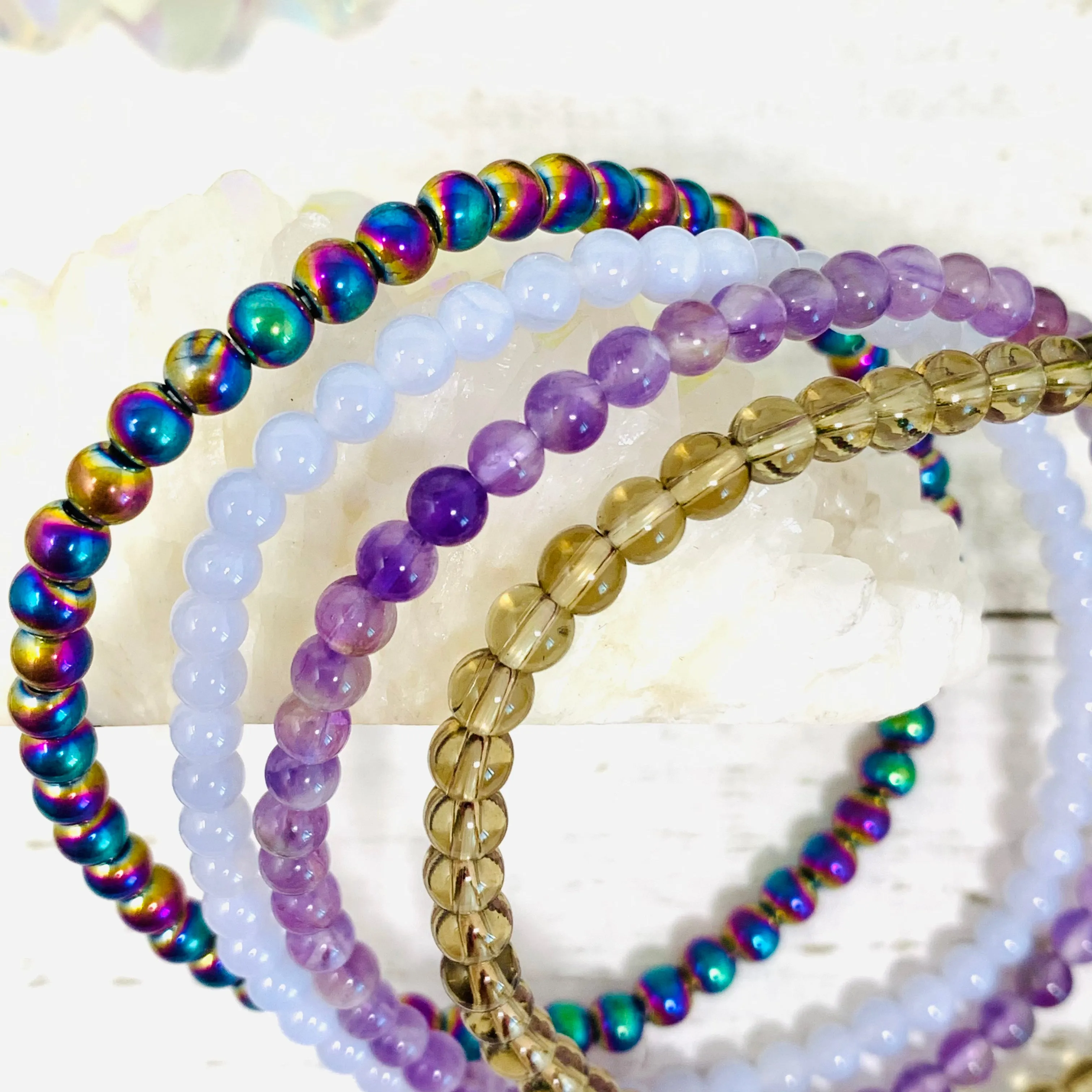 Anti-Anxiety Stress Reliever Stackable Crystal Bracelet Set