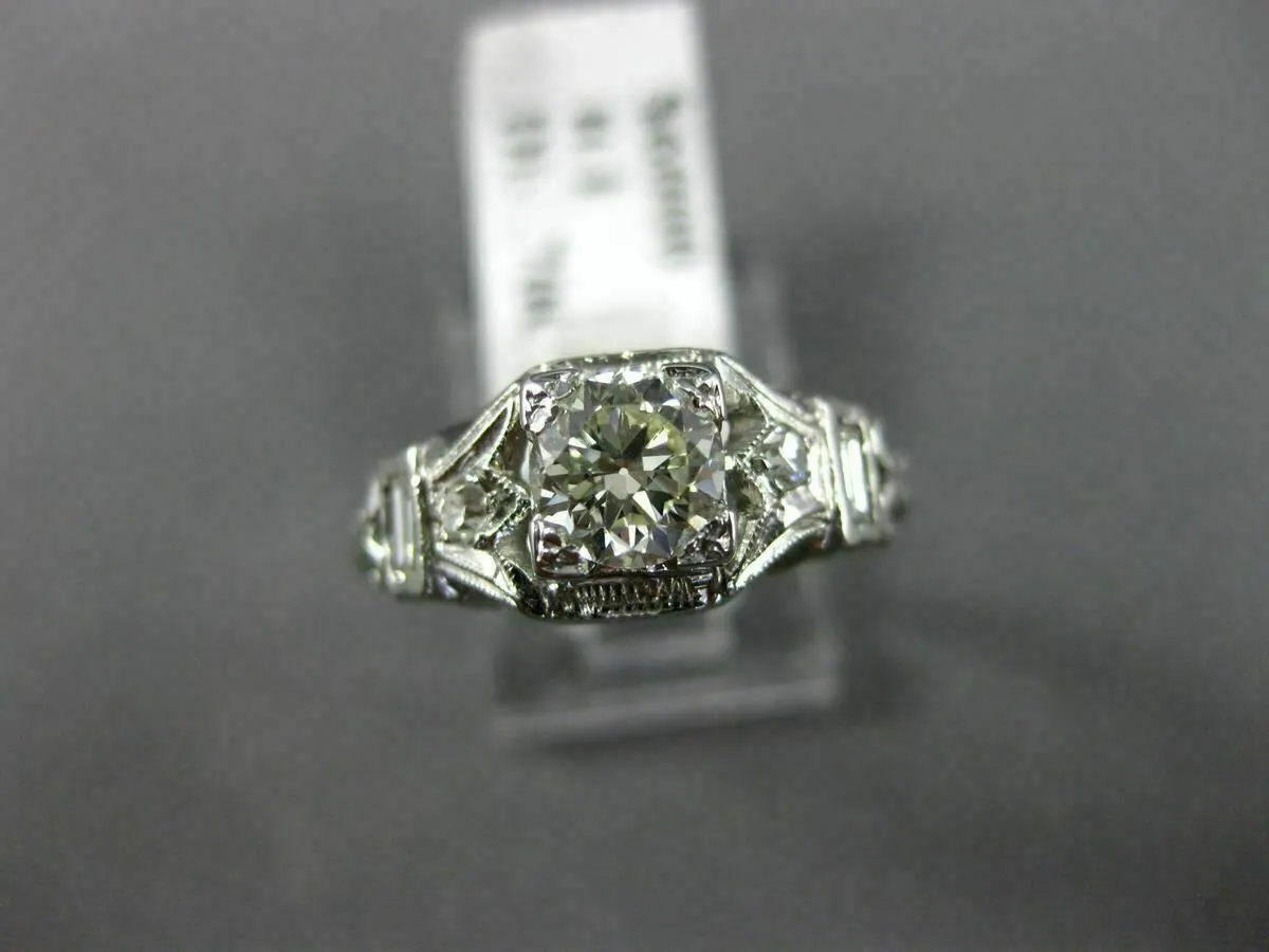 ANTIQUE .70CT OLD MINE DIAMOND 18KT WHITE GOLD 3D FILIGREE ENGAGEMENT RING #1563