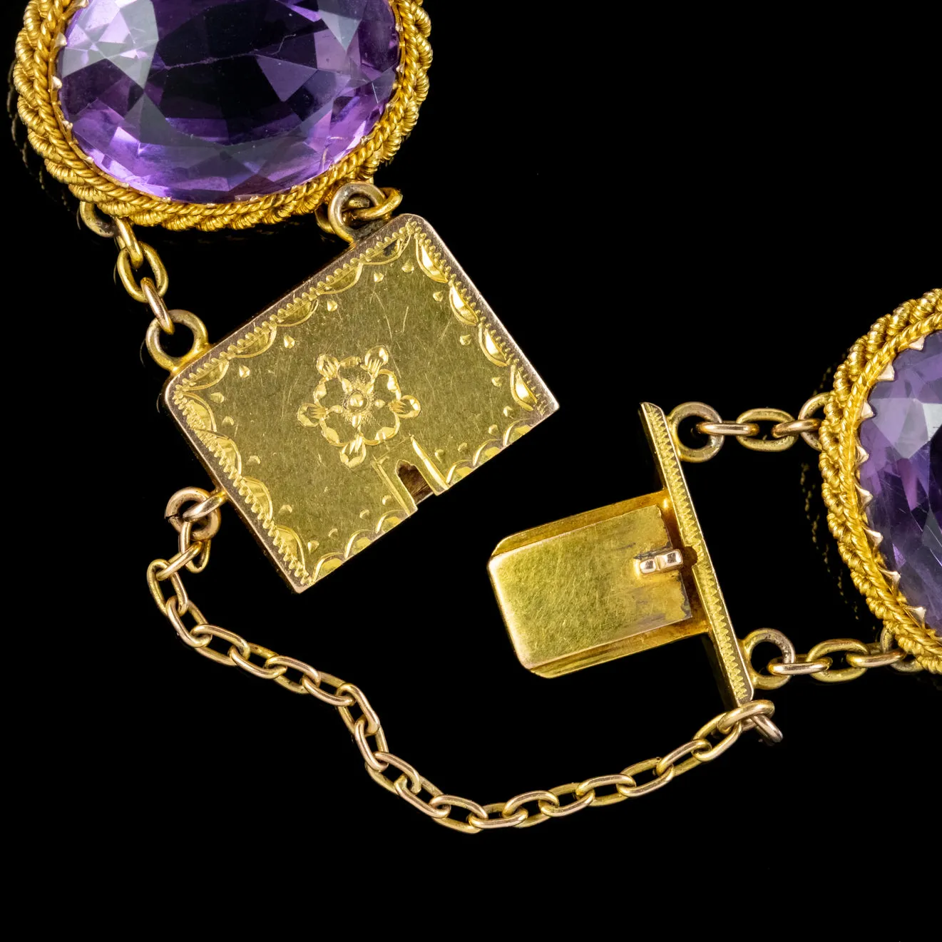 Antique Victorian Amethyst Bracelet 9ct Gold 70ct Of Amethyst Circa 1900