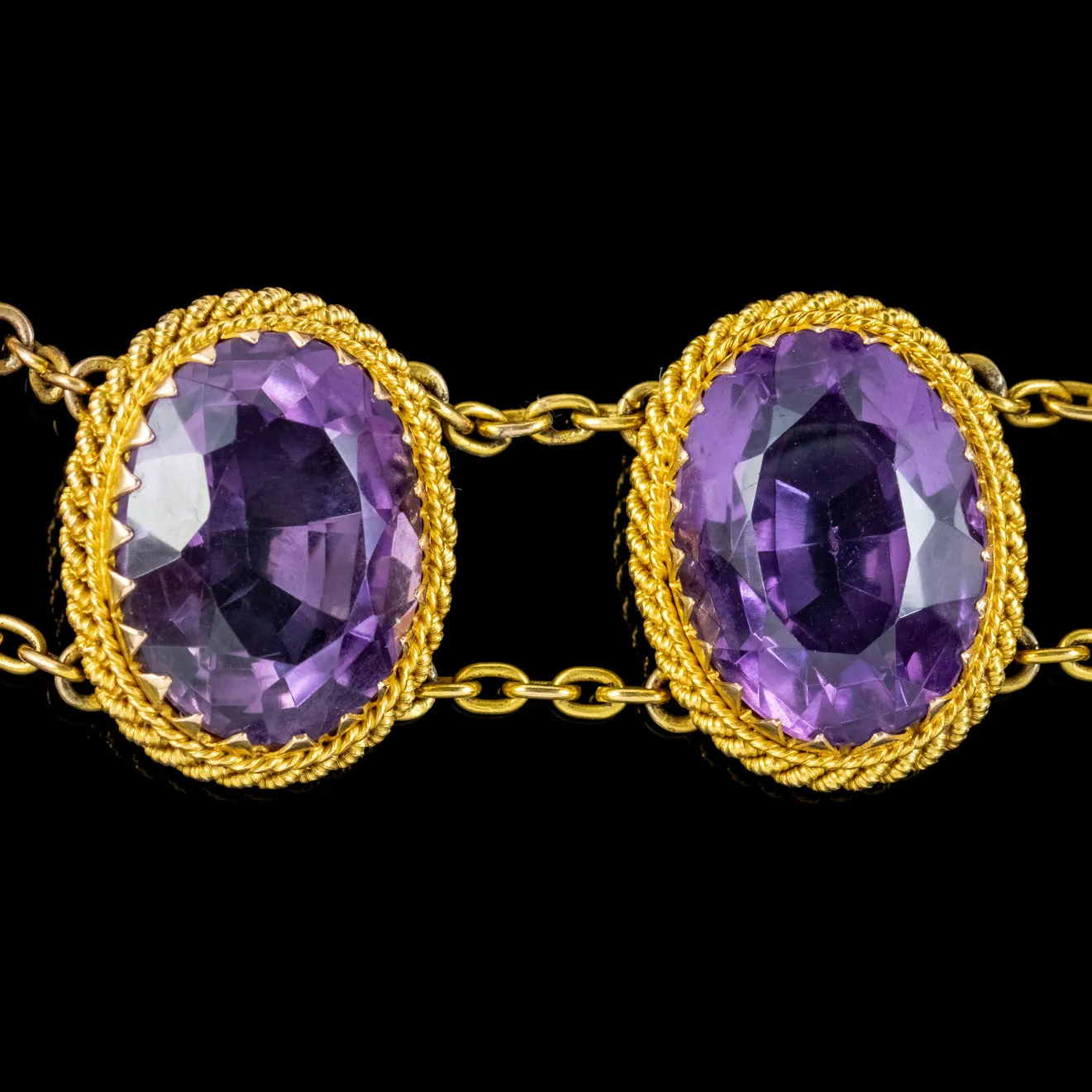 Antique Victorian Amethyst Bracelet 9ct Gold 70ct Of Amethyst Circa 1900