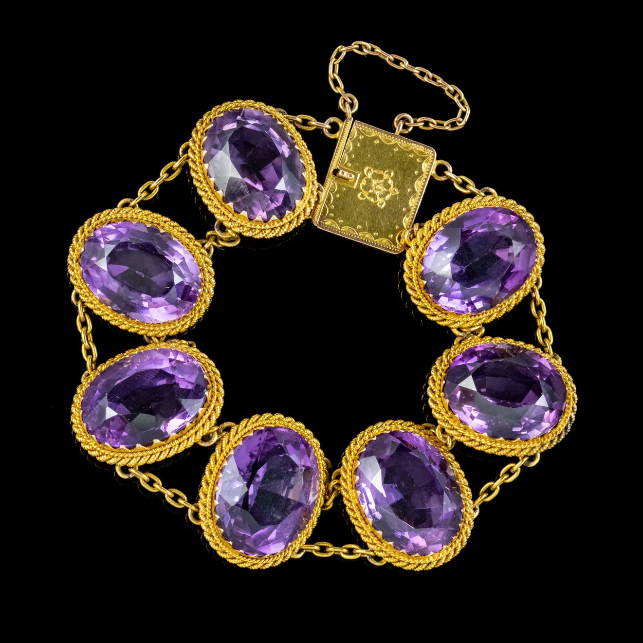 Antique Victorian Amethyst Bracelet 9ct Gold 70ct Of Amethyst Circa 1900