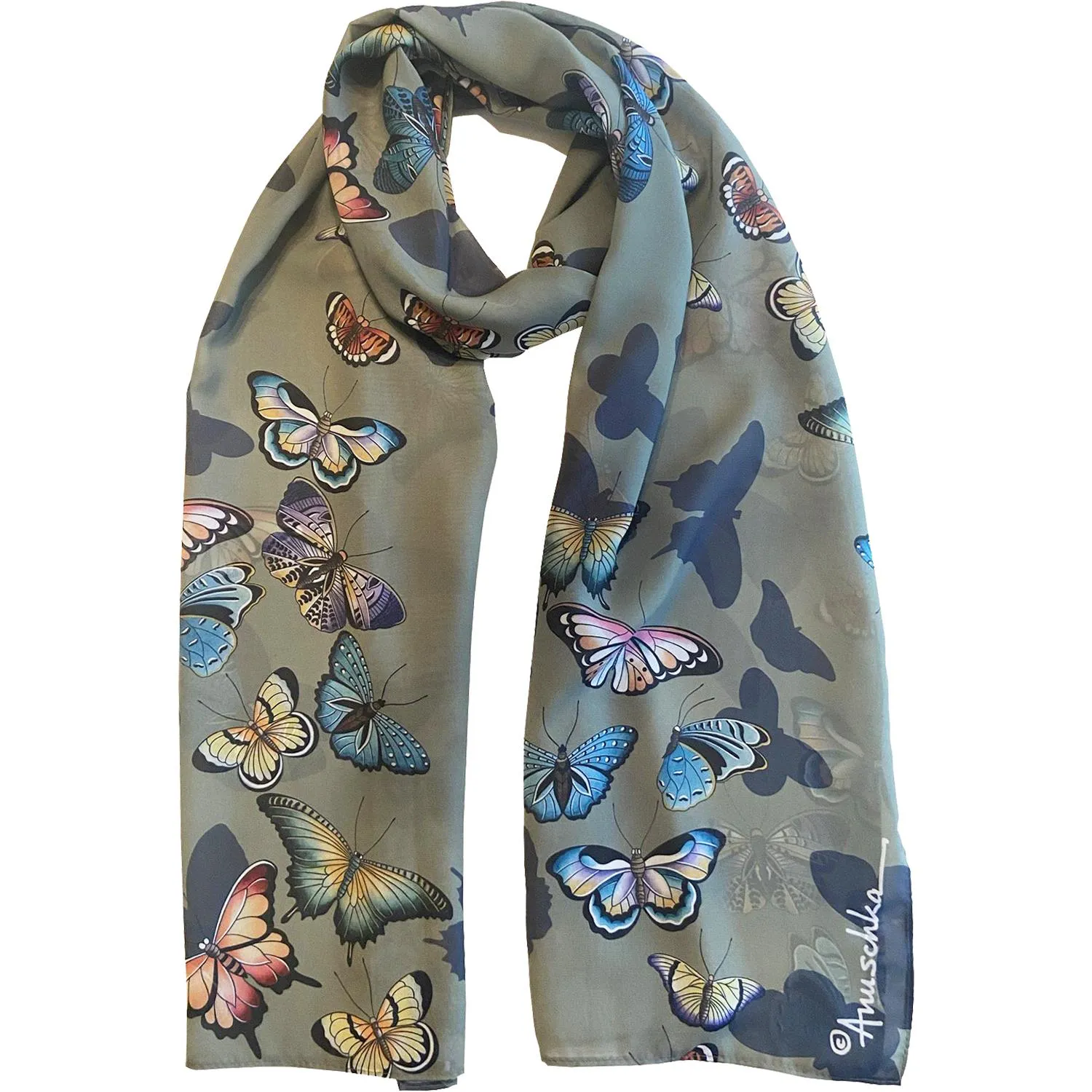 Anuschka Printed Chiffon Scarf Butterfly Heaven