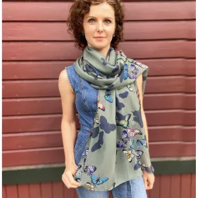 Anuschka Printed Chiffon Scarf Butterfly Heaven