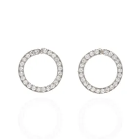 Art Deco Platinum   Diamond Circle Earrings 2ctw