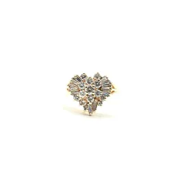 Baguette and Round Diamond Heart Shaped Cluster Ring