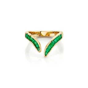 Baguette Emerald Tusk Ring