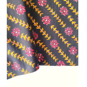 Bandana - Black yellow Floral Printed Cotton / Headband