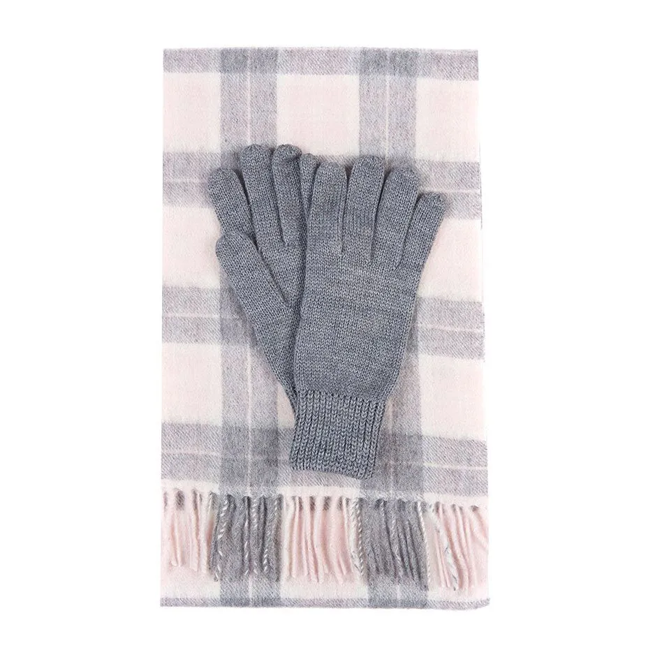 Barbour Ladies Wool Tartan Scarf & Glove Set