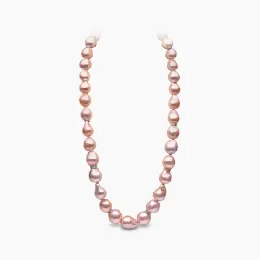 Baroque 18K Gold Pink Freshwater Pearl and Diamond Strand Necklace