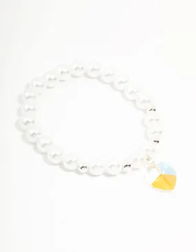 Beaded Pearl Heart Charm Bracelet