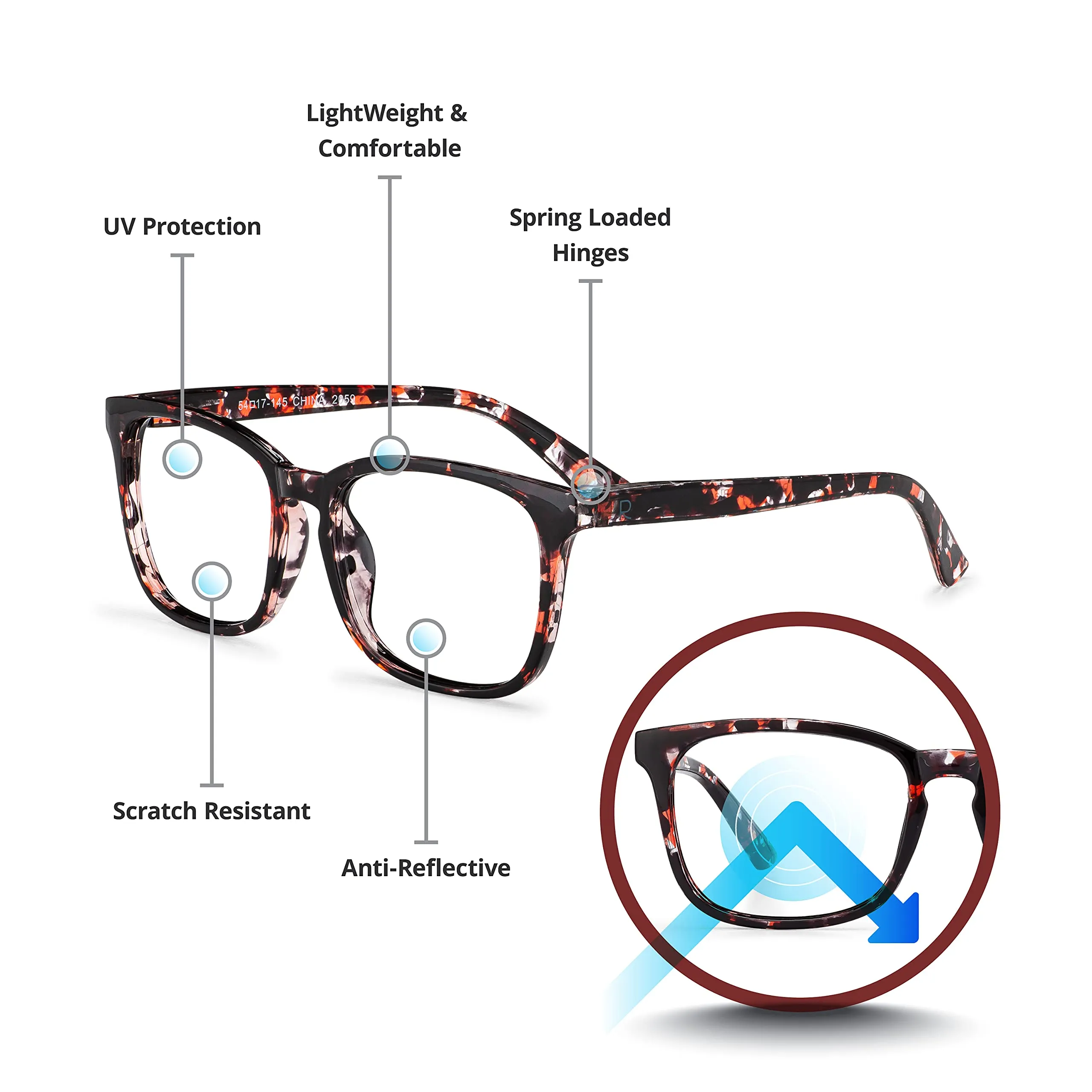 Blue-Light-Blocking-Reading-Glasses-Rose-Tortoise-3-00-Magnification-Computer-Glasses