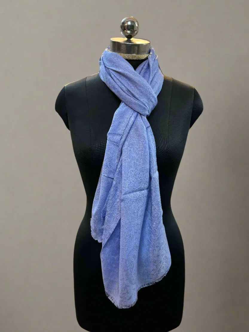 Blueish Purple Self-Weave Luxurious Pure Pashmina Scarf