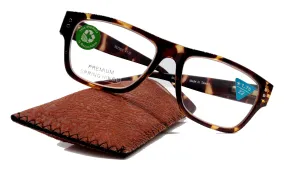 Brooklyn, (Premium) Reading Glasses, High End Readers  1.25... 3 Magnifying Eyeglasses (Brown Tortoise Shell) Square Frame. NY Fifth Avenue