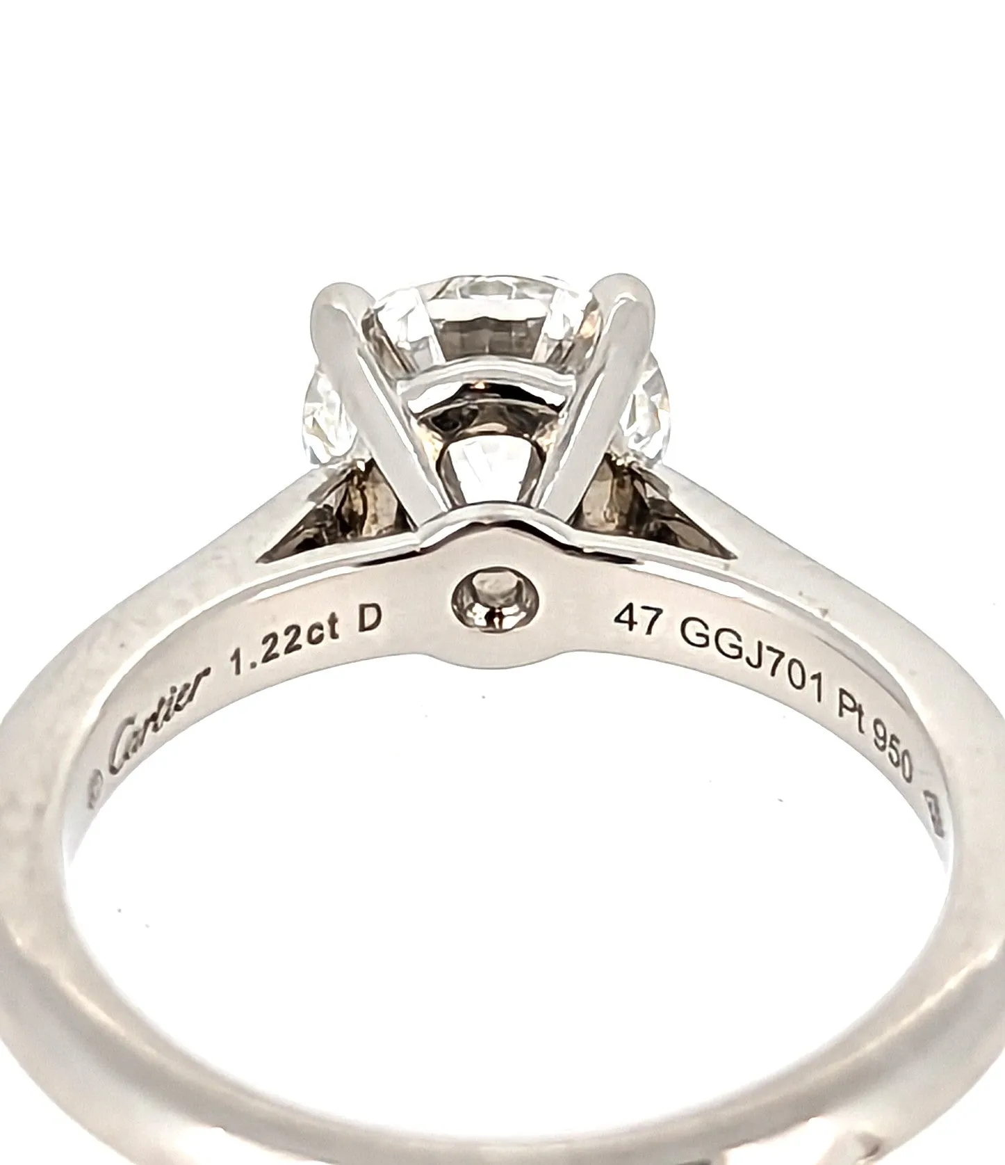 Cartier 1.22 Carat E/VVS2 Round Diamond Solitaire Engagement Ring in Platinum