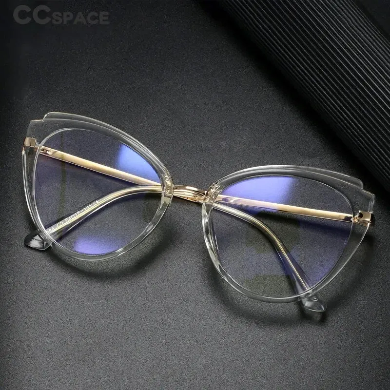 CCspace Unisex Full Rim Cat Eye Tr 90 Titanium Reading Glasses R48270