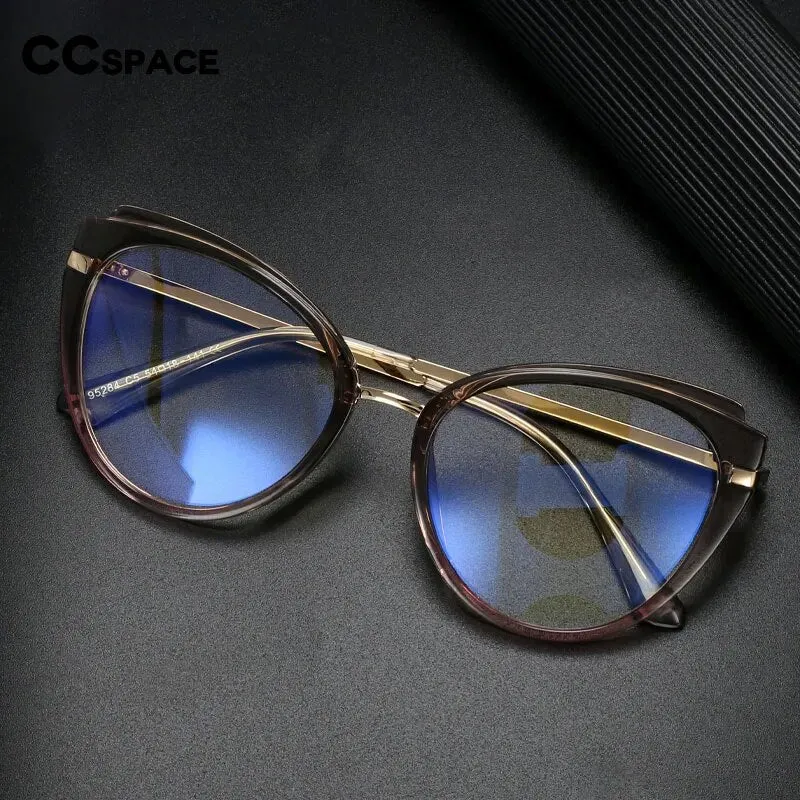 CCspace Unisex Full Rim Cat Eye Tr 90 Titanium Reading Glasses R48270