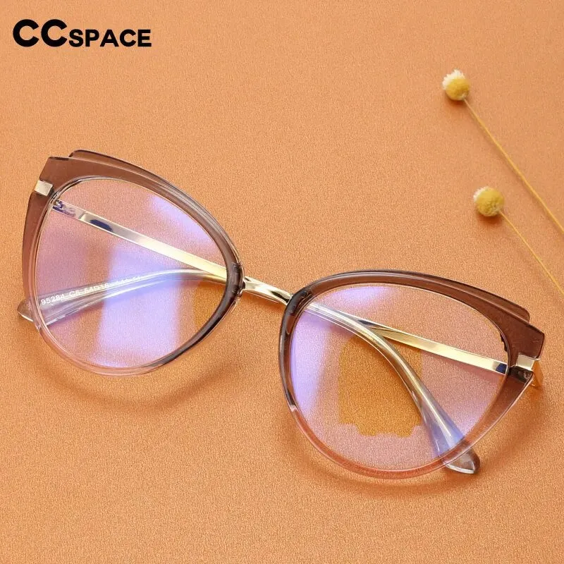 CCspace Unisex Full Rim Cat Eye Tr 90 Titanium Reading Glasses R48270