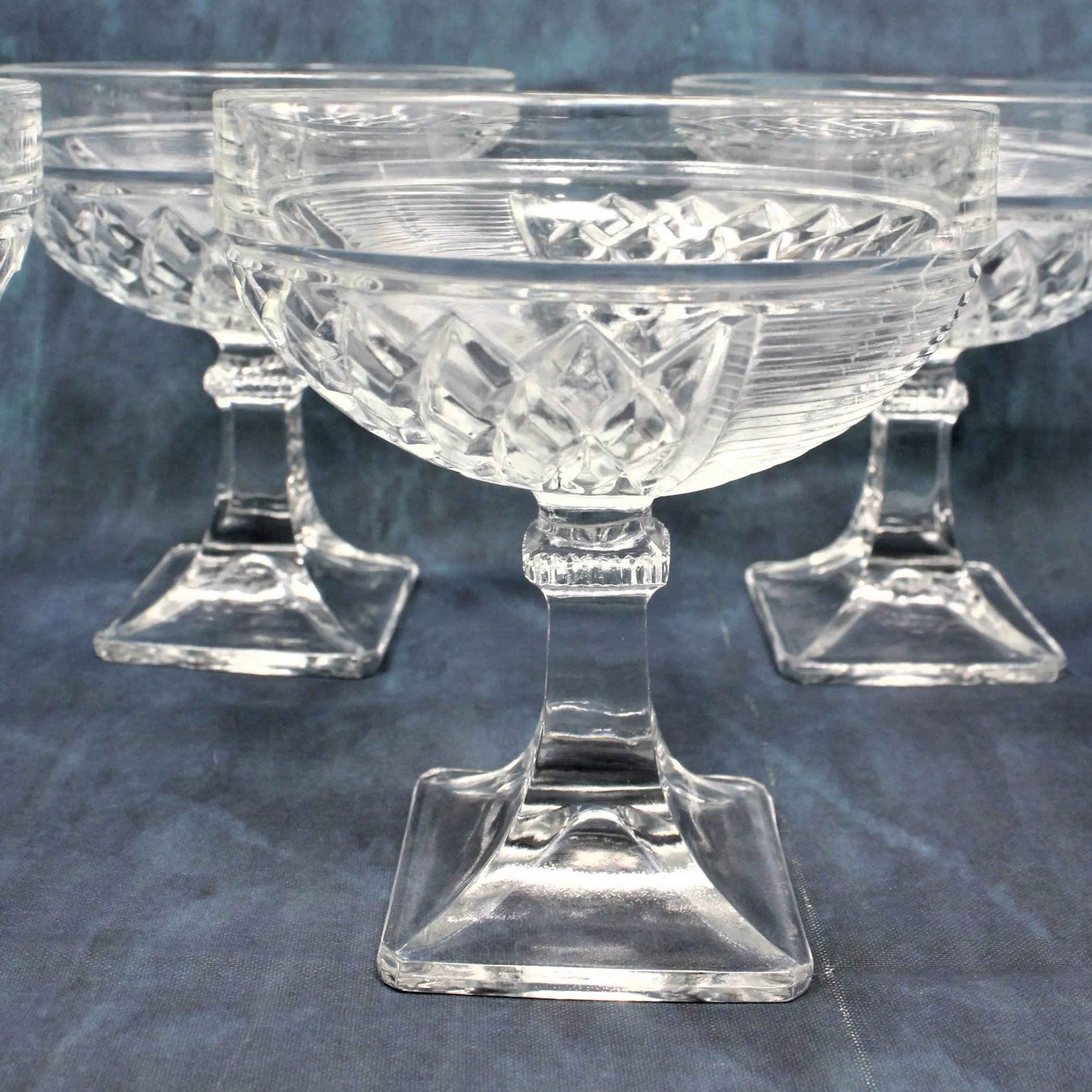 Champagne Coupe, Saben Glass, Contessa, Art Deco, Set of 6 Vintage