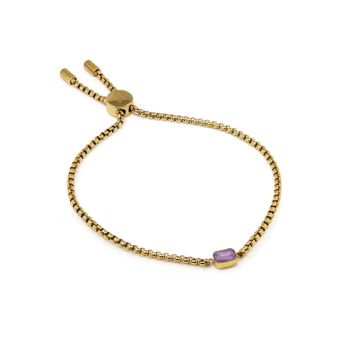 Children's February Amethyst Birthstone Bracelet - Yellow Gold