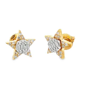 Circle in Star Diamond Earrings .34cttw 10K Yellow Gold