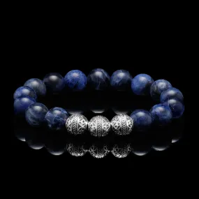 Classic Silver Sodalite Beaded Bracelet