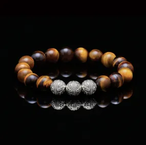 Classic Silver Tiger Eye Beaded Bracelet