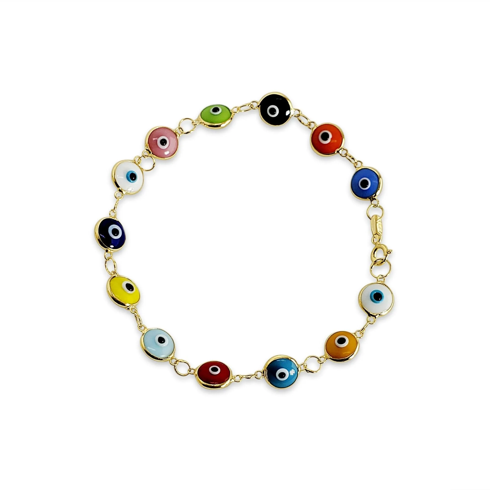 Colorful Evil Eye Bracelets in Gold and Silver