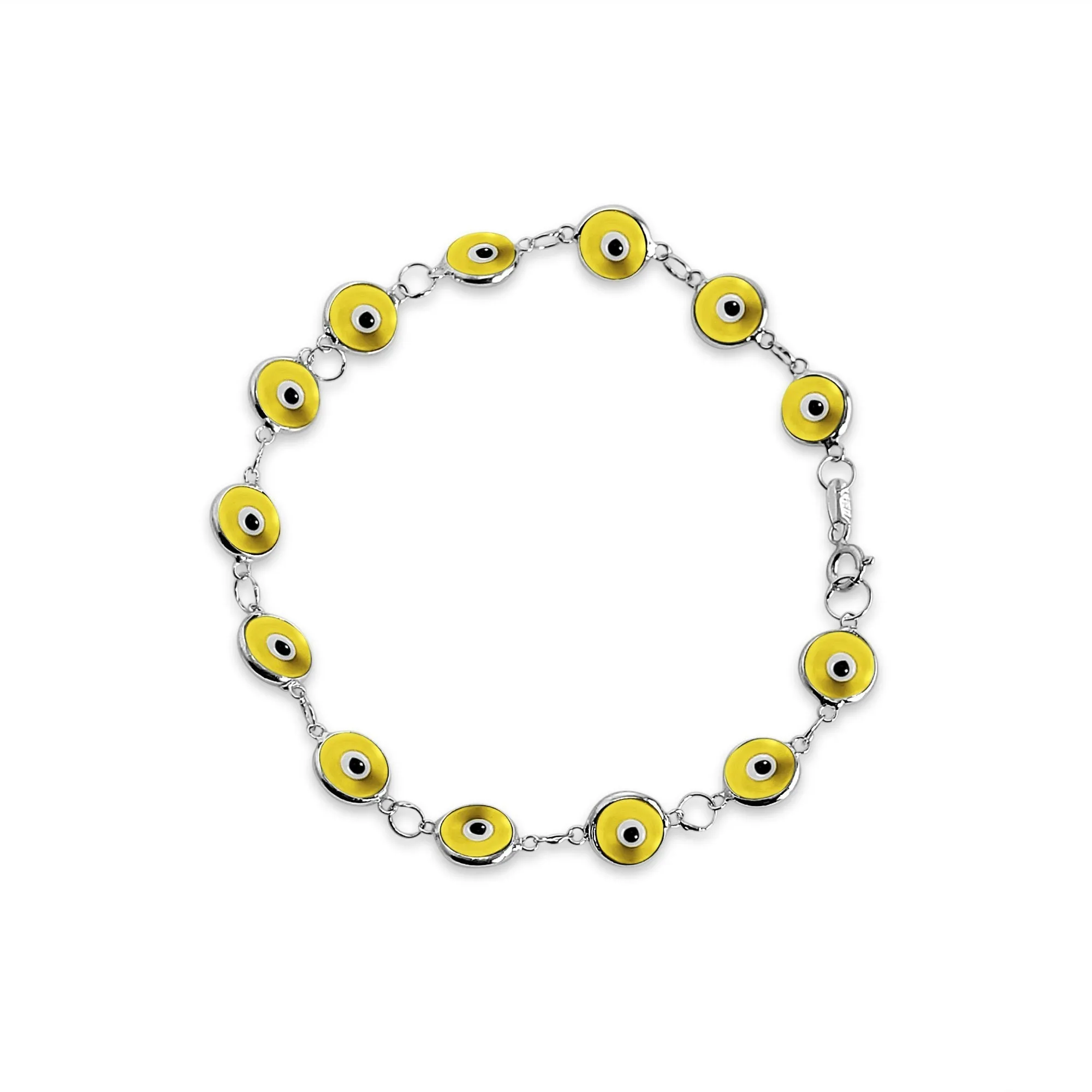 Colorful Evil Eye Bracelets in Gold and Silver