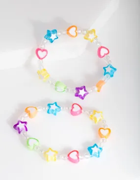 Colourful Heart and Star Bracelet Pack